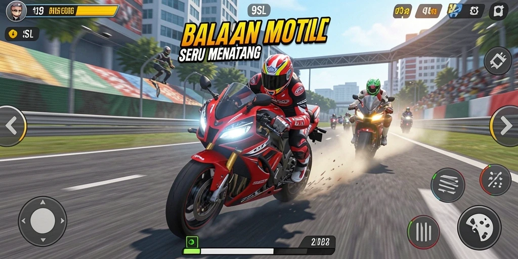 Tampilan gameplay seru dari balapan motor di 9SL.