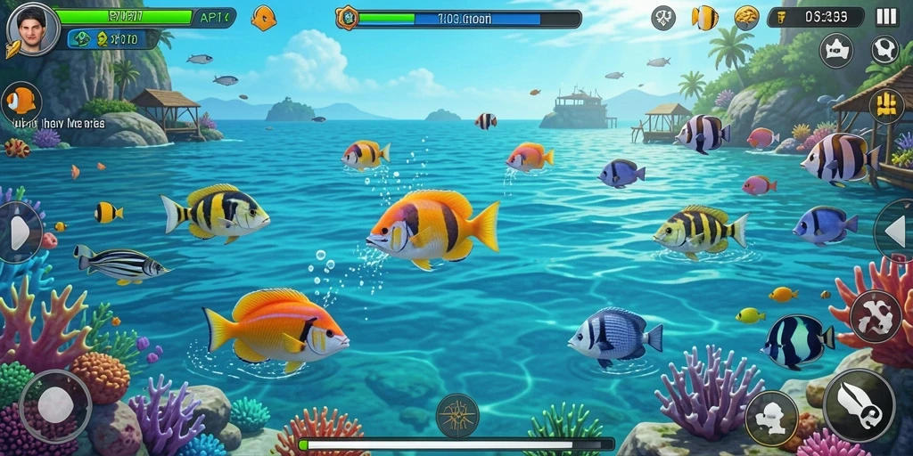 Tampilan gameplay seru Tembak Ikan API77 dengan aksi menangkap ikan.