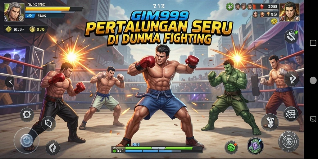 Screenshot menunjukkan aksi pertarungan mendebarkan di GIM999.