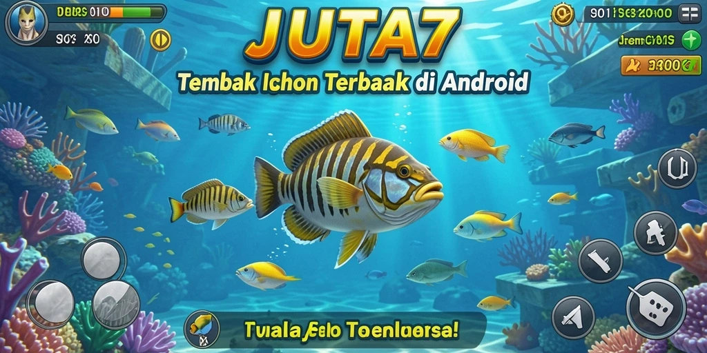 Tampilan gameplay seru JUTA7 saat menembak ikan.