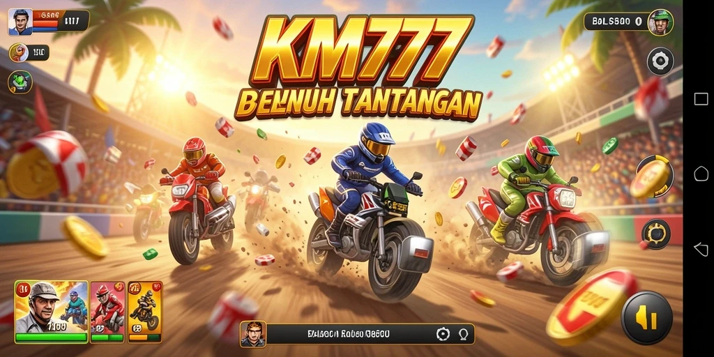 Screenshot menunjukkan balapan mendebarkan dengan mobil yang melaju kencang.