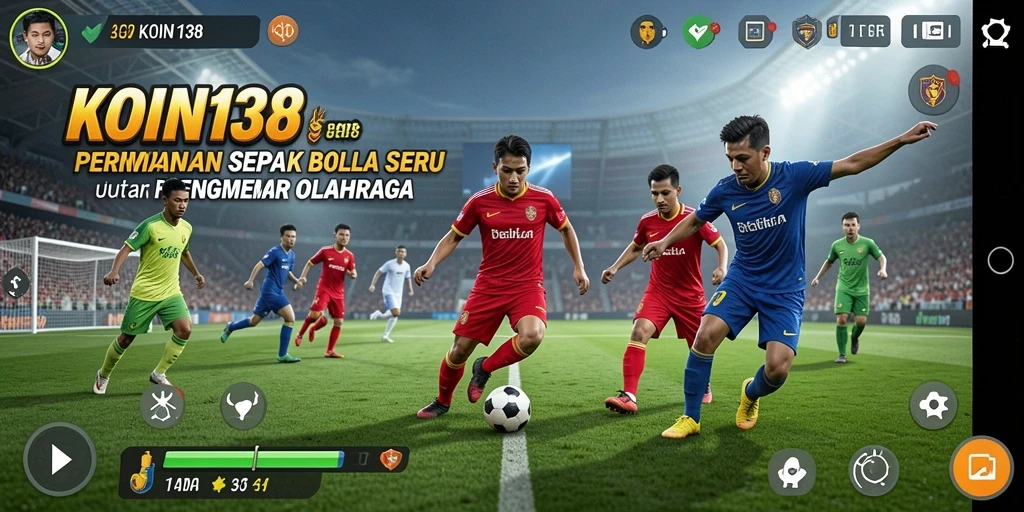 Tampilan gameplay KOIN138 yang mendebarkan saat pertandingan sepak bola.