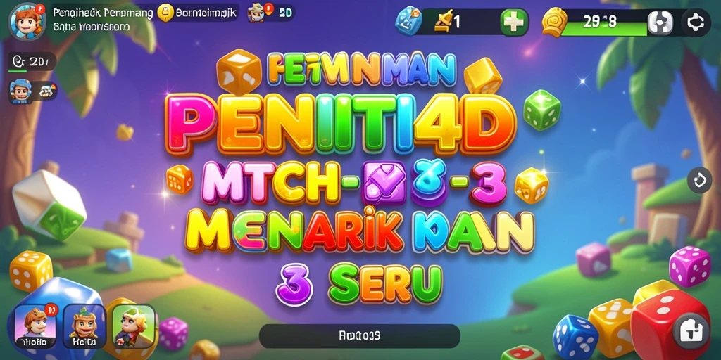 Screenshot PENITI4D menampilkan gameplay Match-3 yang dinamis dan penuh warna.
